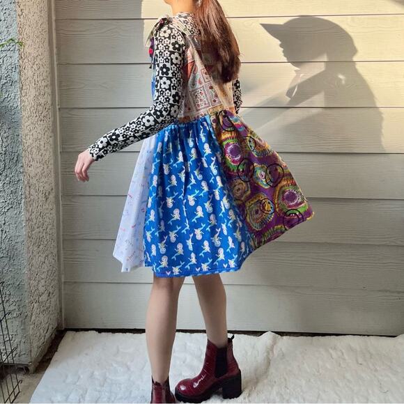 Arcade Dress | Vincent van Gogh Starry Night | Handmade Quilted Dress SKU 05115 - Picture 9 of 16